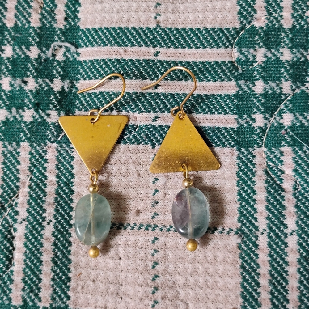 Fluorite Triangle Earrings